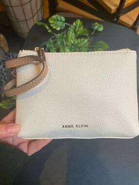 Anne Klein Cream Clutch with Taupe Strap